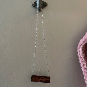 Western Brown and Silver Leather Necklace